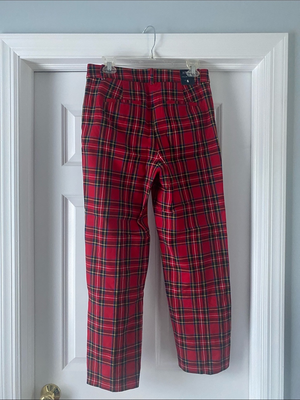Red Plaid Women’s Trousers - Picture 2 of 2